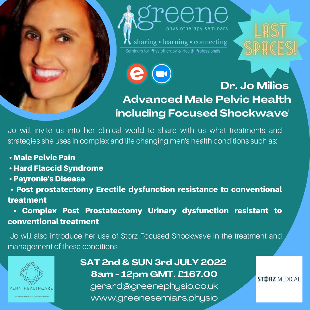 Dr Jo Milios: Advanced Male Pelvic Health Course - LAST SPACES