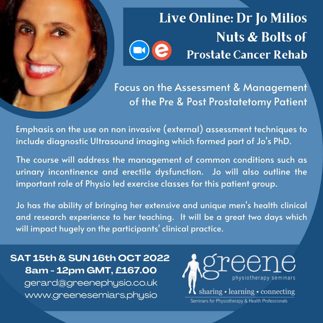 Dr Jo Milios: Nuts & Bolts of Prostate Cancer Rehab